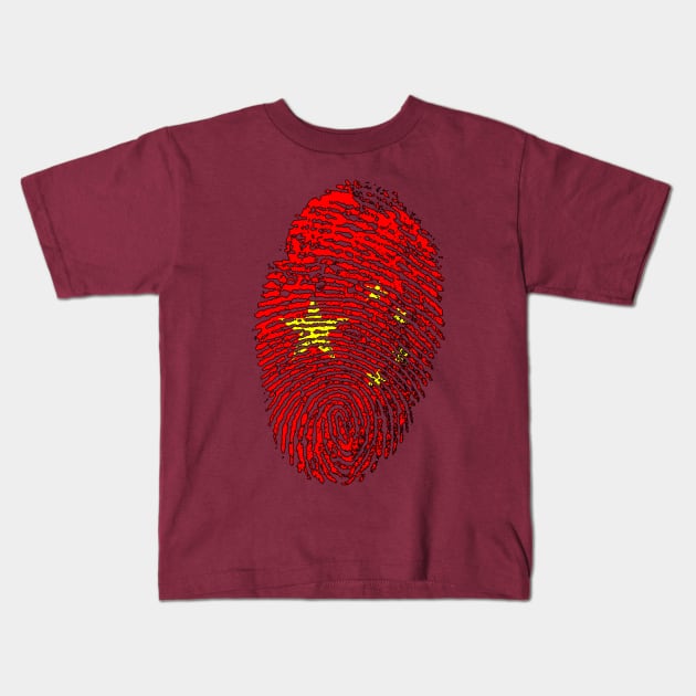 China Flag Fingerprint - CN Flag Kids T-Shirt by Printaha